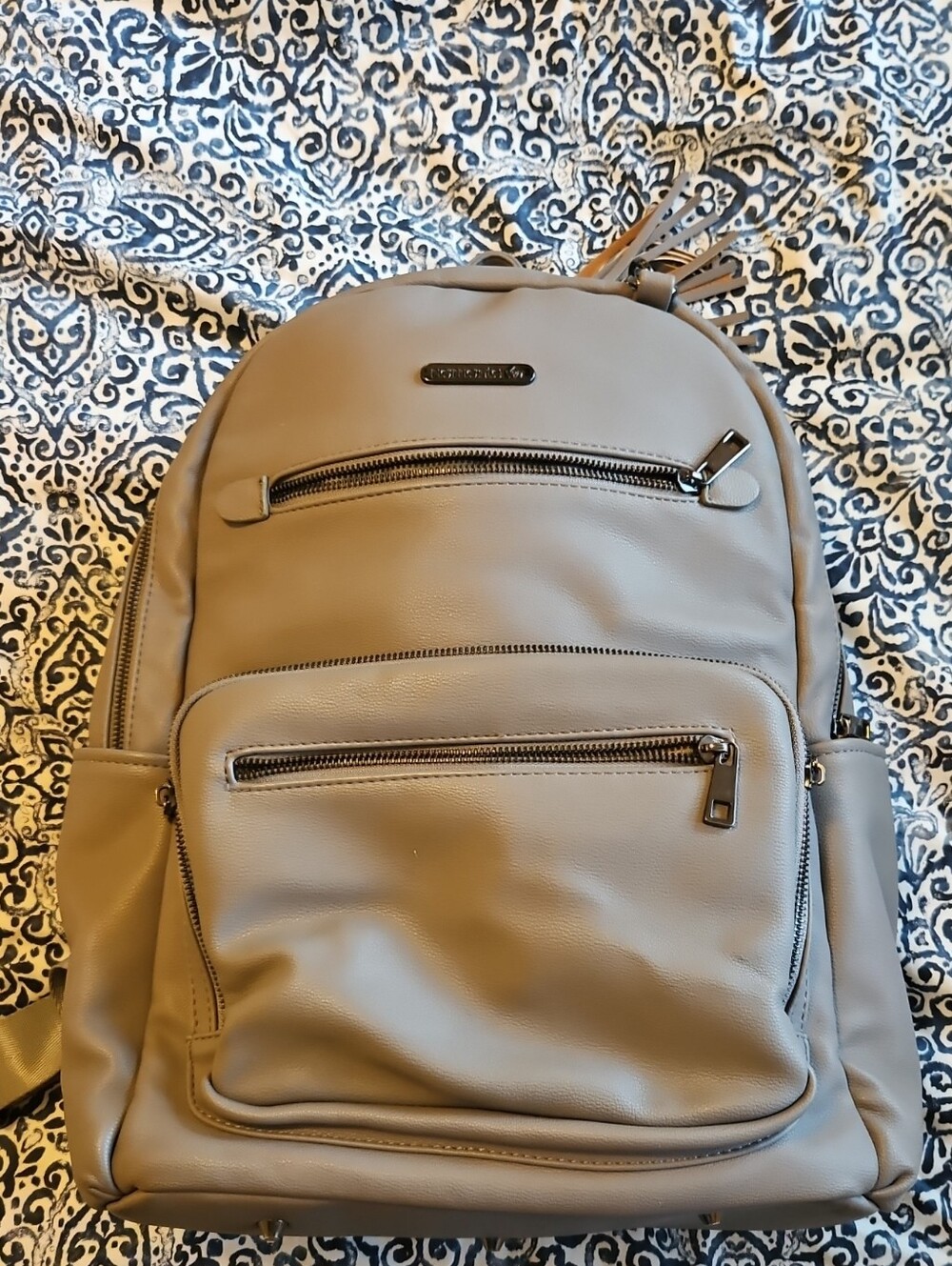 Grey Faux Leather Backpack - Classic Everyday Carry